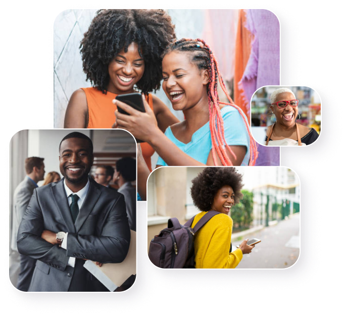 People smiling and happy